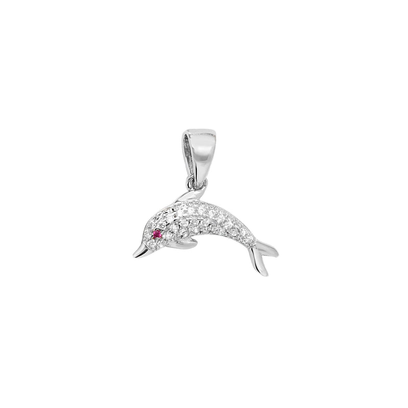 Sterling Silver White  Dolphin Charm Necklace - Hypoallergenic Pendant - Excellent Gift Birthday Wedding Celebration Jewellery - 19mm * 28mm