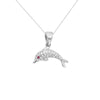 Sterling Silver White  Dolphin Charm Necklace - Hypoallergenic Pendant - Excellent Gift Birthday Wedding Celebration Jewellery - 19mm * 28mm