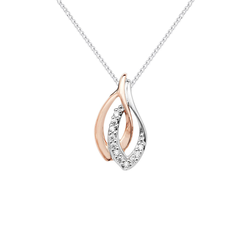 Sterling Silver Rose Gold Rhodium Plated Necklace - Hypoallergenic Sterling Silver Jewellery by Aeon- 19mm * 11mm