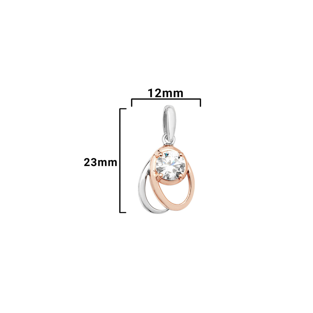 Sterling Silver Rose Gold Rhodium Plated  Necklace - Hypoallergenic Sterling Silver Jewellery by Aeon- 23mm * 12mm