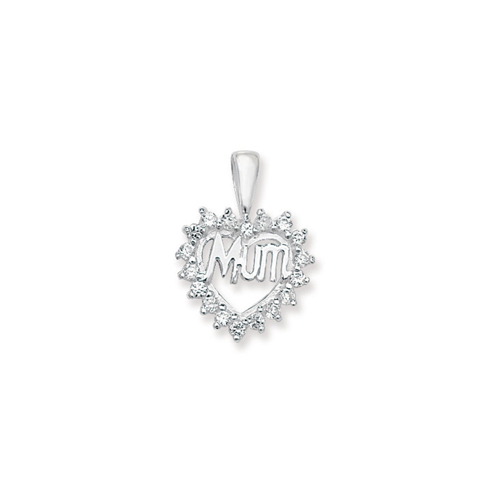 Mum CZ Heart Necklace 925 Sterling Silver, Personalised Jewellery Gift for  Women - Etsy