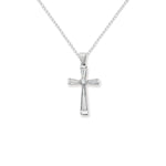 Sterling Silver Cubic Zirconia Cross Necklace - Hypoallergenic Sterling Silver Jewellery by Aeon  - 25mm * 12mm