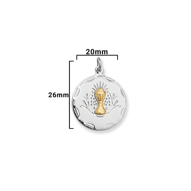 First Holy Communion Medal with Chalice Host Necklace  - Hypoallergenic Sterling Silver Jewellery for Kids - 28mm * 15mm