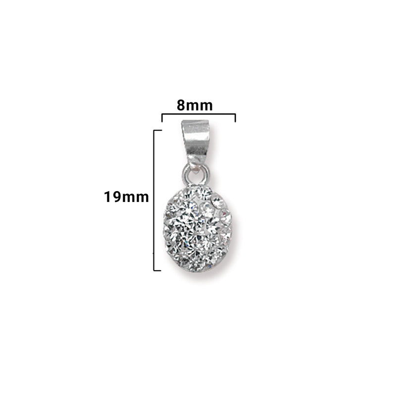 Aeon Sterling Silver Oval Clear Crystal Pendant, Necklace Chain - Hypoallergenic Sterling Silver Pendant - Romantic Fashionable Stylish Ladies Jewellery - 19mm * 8mm