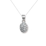 Aeon Sterling Silver Oval Clear Crystal Pendant, Necklace Chain - Hypoallergenic Sterling Silver Pendant - Romantic Fashionable Stylish Ladies Jewellery - 19mm * 8mm