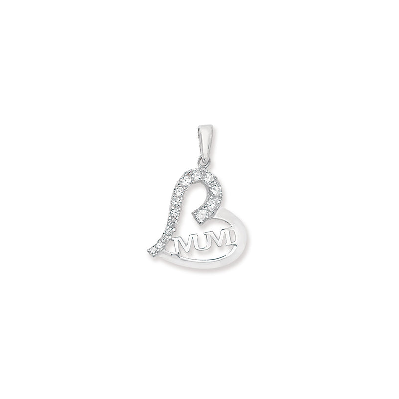 Sterling Silver Cubic Zirconia Mum Necklace - Hypoallergenic Sterling Silver Pendant  - 33mm * 23mm