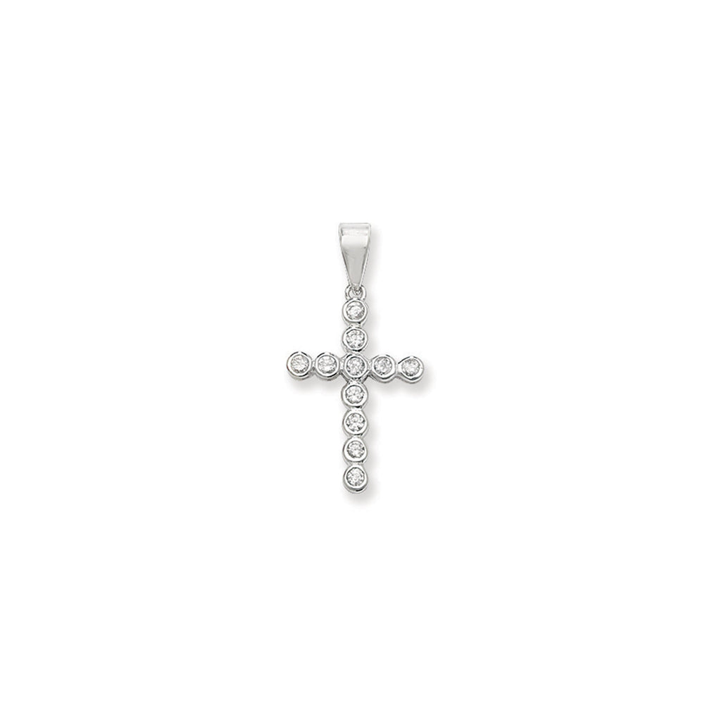 Sterling Silver Cubic Zirconia Cross Necklace - Hypoallergenic Sterling Silver Jewellery by Aeon  27mm * 15mm