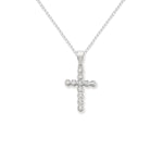 Sterling Silver Cubic Zirconia Cross Necklace - Hypoallergenic Sterling Silver Jewellery by Aeon  27mm * 15mm