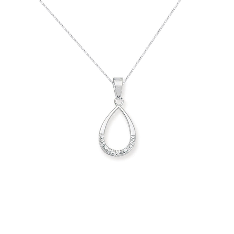 Sterling Silver Cubic Zirconia Loop Necklace - Hypoallergenic Sterling Silver Jewellery by Aeon