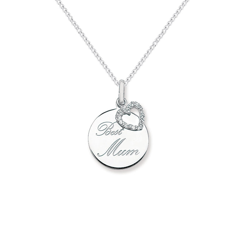 Sterling Silver Best Mum Necklace - Hypoallergenic Sterling Silver Jewellery - 26mm * 16mm