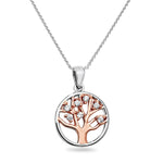 Sterling Silver Tree of Life Necklace set with Cubic Zirconia. Hypoallergenic Sterling Silver Jewellery by Aeon