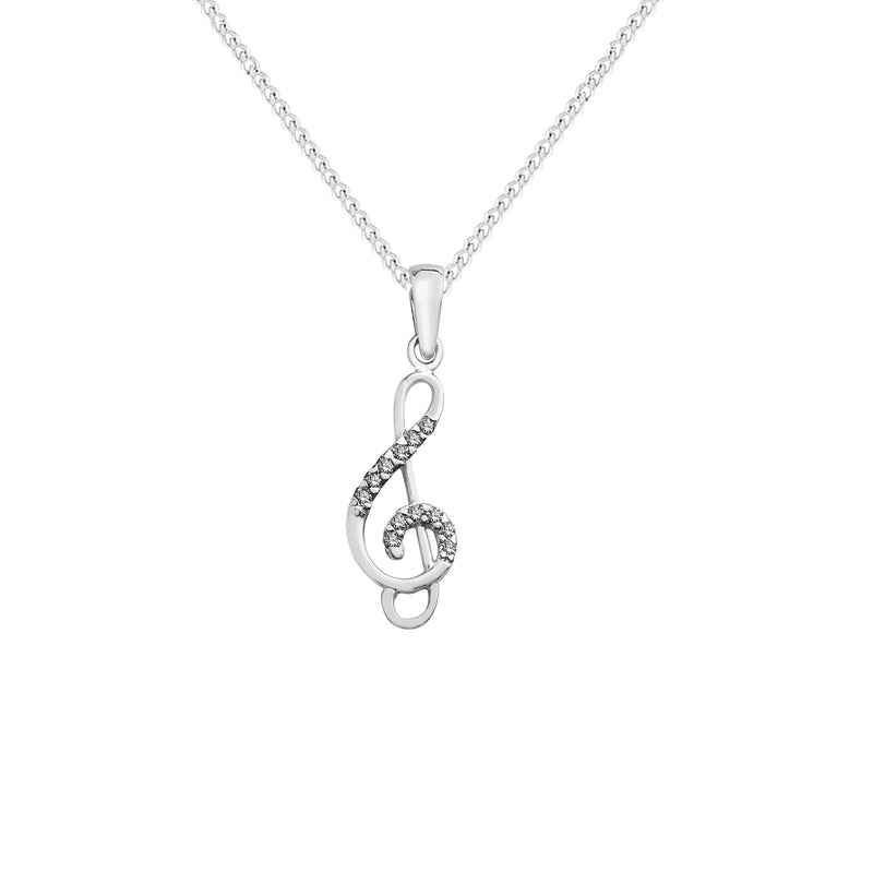 Sterling Silver Treble Clef Necklace - Hypoallergenic Sterling Silver Jewellery by Aeon -33mm * 10mm