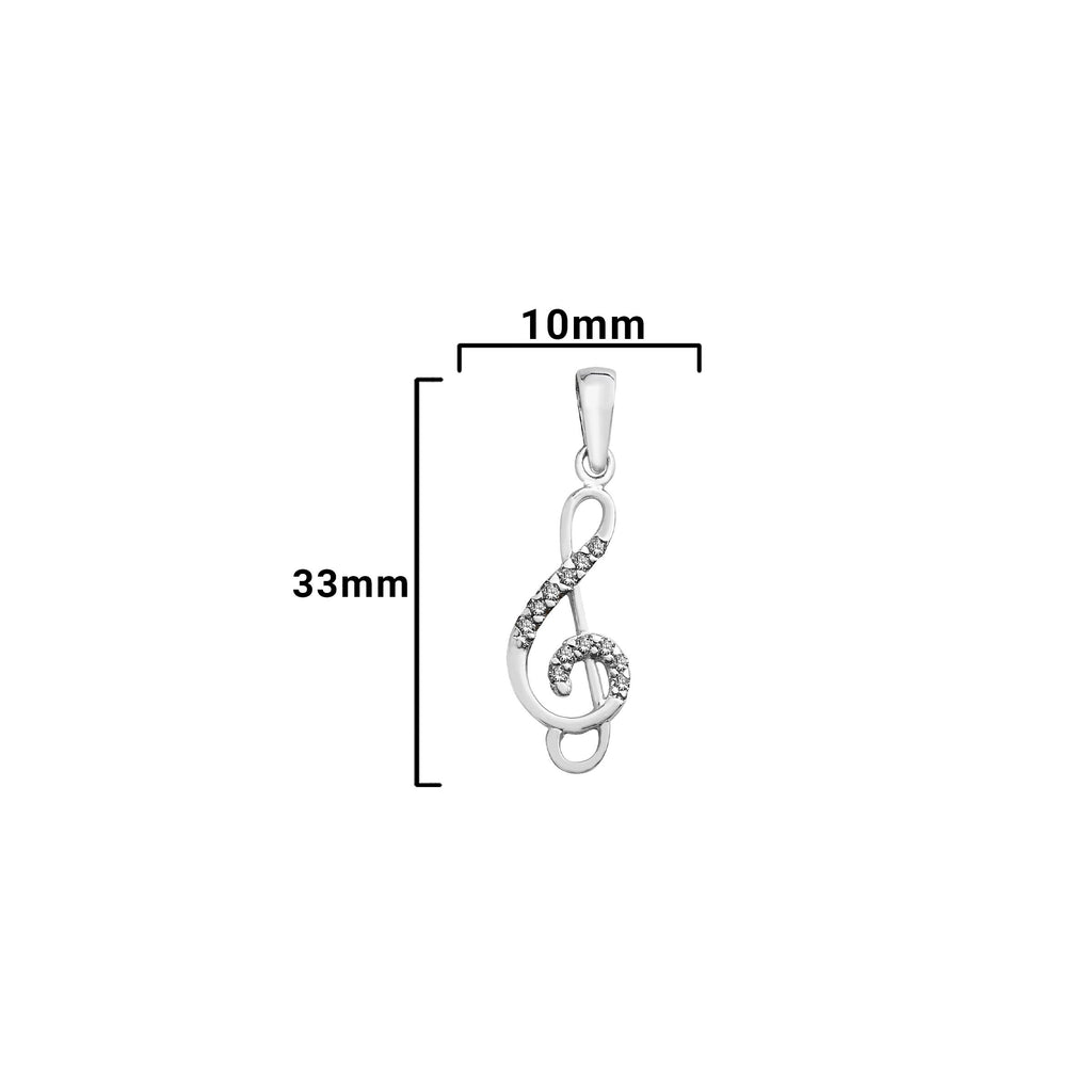 Sterling Silver Treble Clef Necklace - Hypoallergenic Sterling Silver Jewellery by Aeon -33mm * 10mm