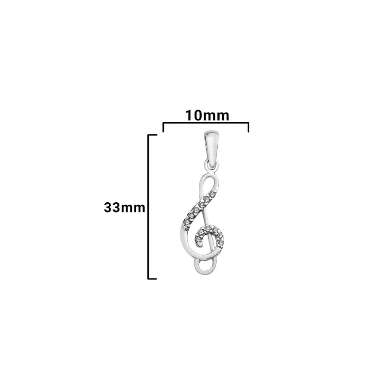 Sterling Silver Treble Clef Necklace - Hypoallergenic Sterling Silver Jewellery by Aeon -33mm * 10mm