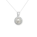 Sterling Silver Pearl Pendant with Cubic Zirconia Surround- Hypoallergenic Sterling Silver Jewellery by Aeon