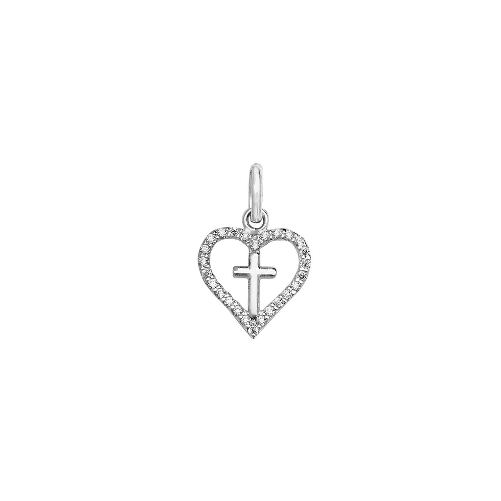 Sterling Silver Heart With Cross Detail Necklace - Hypoallergenic Sterling Silver Jewellery by Aeon - 20mm * 13mm