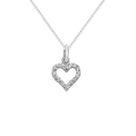 Sterling Silver Pave Set Heart Necklace - Hypoallergenic Sterling Silver Jewellery by Aeon - 16mm * 11mm