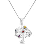 Sterling Silver Tree of Life Necklace set with Coloured Cubic Zirconia's. Hypoallergenic Sterling Silver Jewellery by Aeon