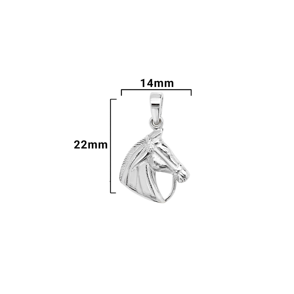 Sterling Silver Horses Head Necklace - Hypoallergenic Sterling Silver Pendant - Jewellery - 22mm * 14mm