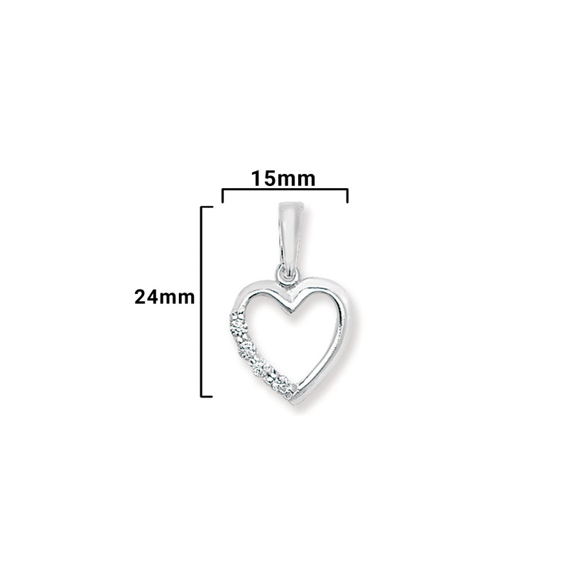 Sterling Silver Heart Necklace - Hypoallergenic Sterling Silver Jewellery by Aeon - 23mm * 15mm