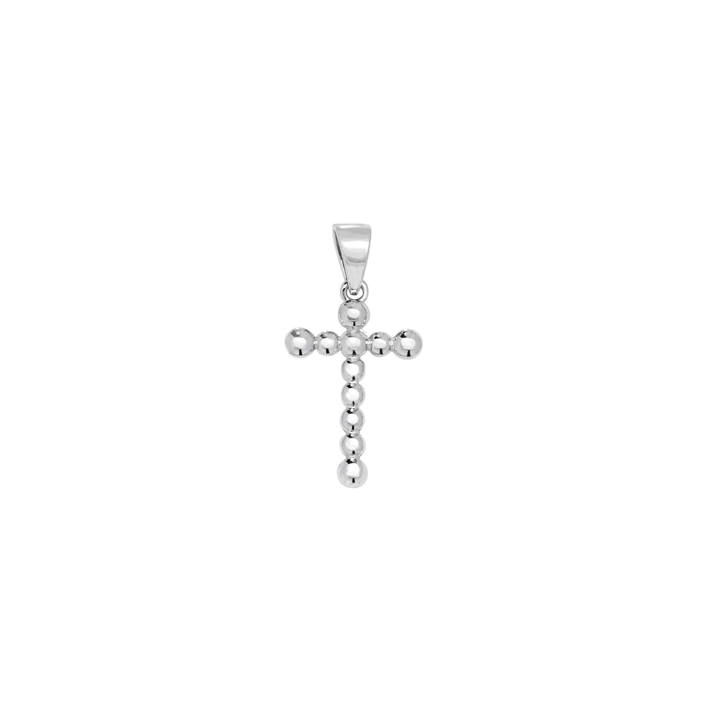 Sterling Silver Beaded Cross Necklace - Hypoallergenic Sterling Silver Jewellery by Aeon - 25mm * 14mm