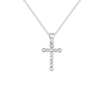 Sterling Silver Beaded Cross Necklace - Hypoallergenic Sterling Silver Jewellery by Aeon - 25mm * 14mm