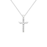 Sterling Silver Cubic Zirconia Cross With Heart Necklace - Hypoallergenic Sterling Silver Jewellery by Aeon - 26mm * 16mm